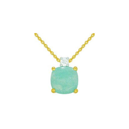 Collier OR Jaune 750 ml Diamant et Amazonite