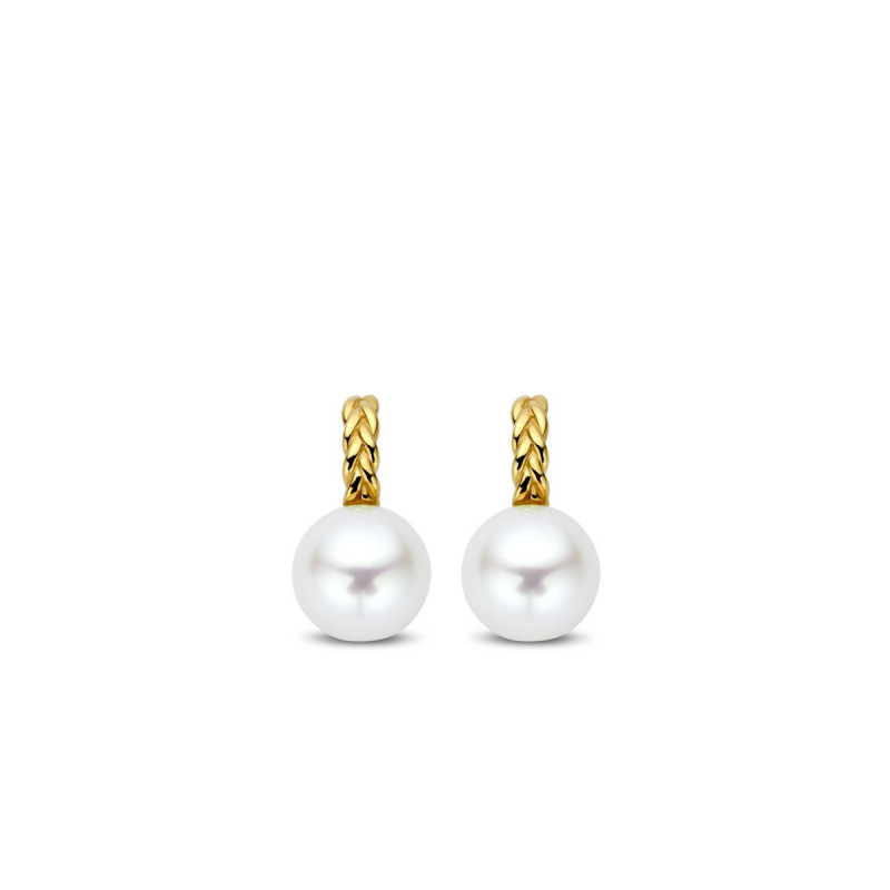 Boucles d'oreilles OR Jaune 750 ml Perles d' eau douce