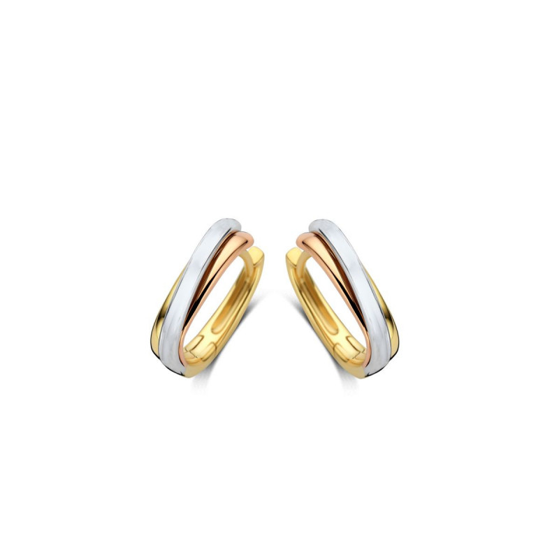 Boucles d'oreilles Créoles OR Blanc, Jaune et Rose 750 ml