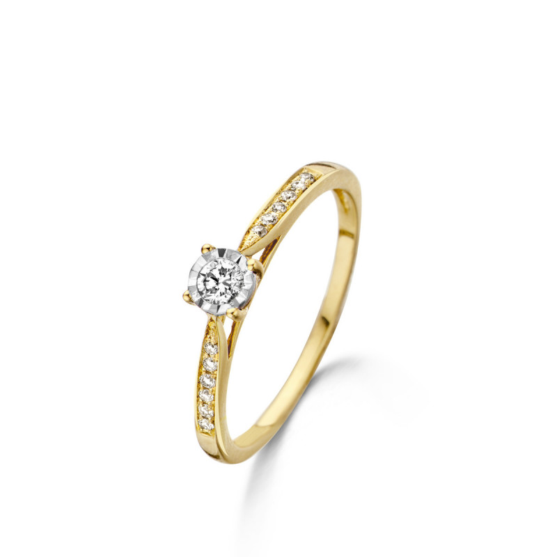 Bague Solitaire OR Jaune 750 ml Diamants
