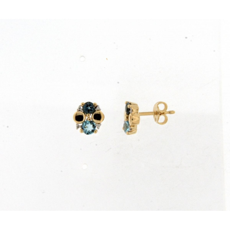 Boucles d'oreilles OR Jaune 750 ml Diamants, Topaze bleu & Topaze blue London