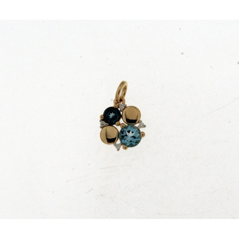 Pendentif OR Jaune 750 ml Diamants, Topaze bleu & Topaze blue London