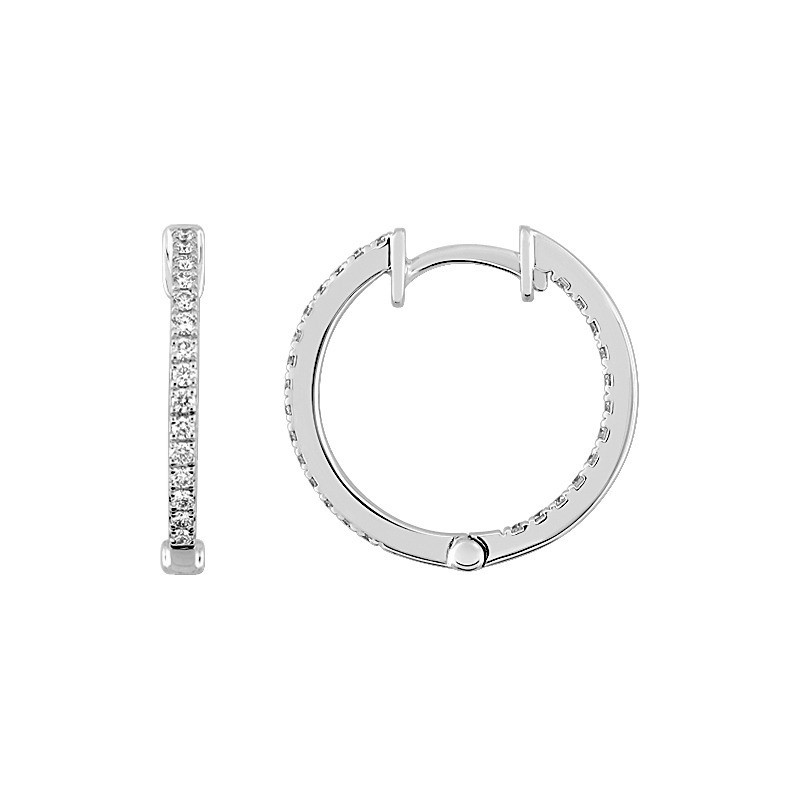 Boucles d'oreilles Créoles OR Blanc 750 ml Diamants