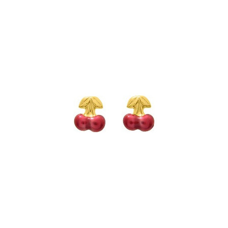 Boucles d'oreilles OR Jaune 750 ml Cerise