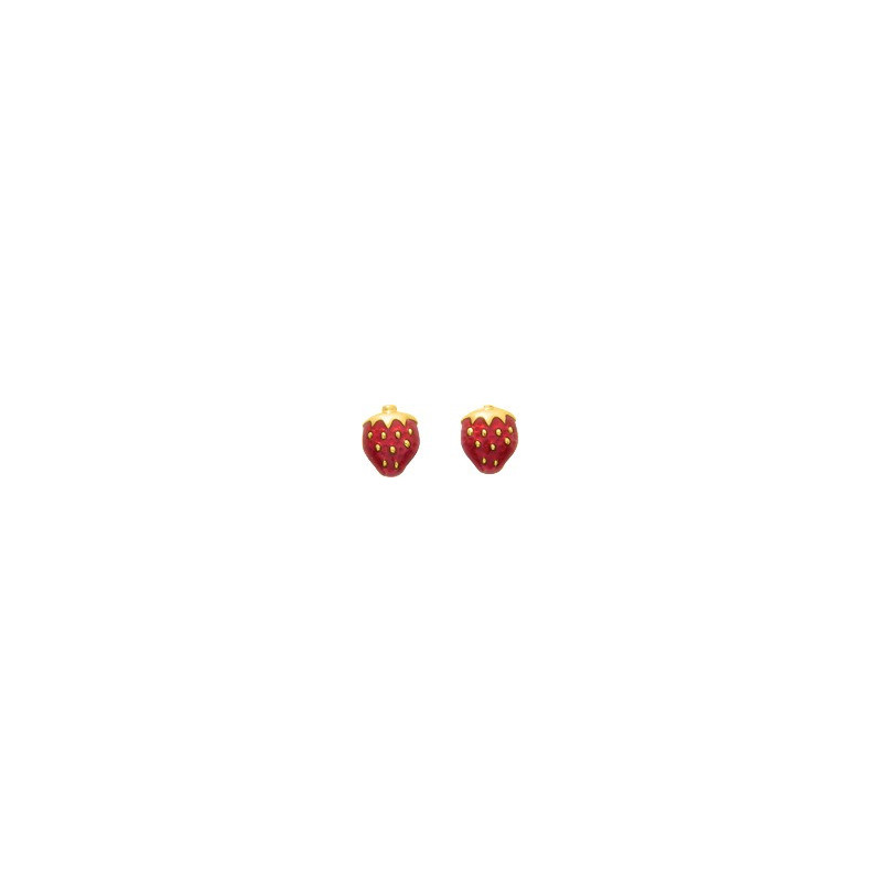 Boucles d'oreilles OR Jaune 750 ml Fraises