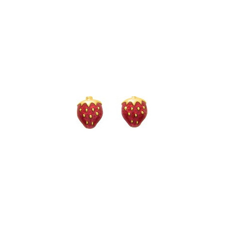 Boucles d'oreilles OR Jaune 750 ml Fraises