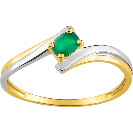Bague OR Jaune et Blanc 750 ml Emeraude
