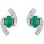 Boucles d'oreilles OR Blanc 750 ml Diamants et Emeraude