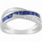 Bague OR Blanc 750 ml Diamants et Saphirs