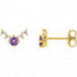 Boucles d'oreilles OR Jaune 750 ml Diamants & Améthyste