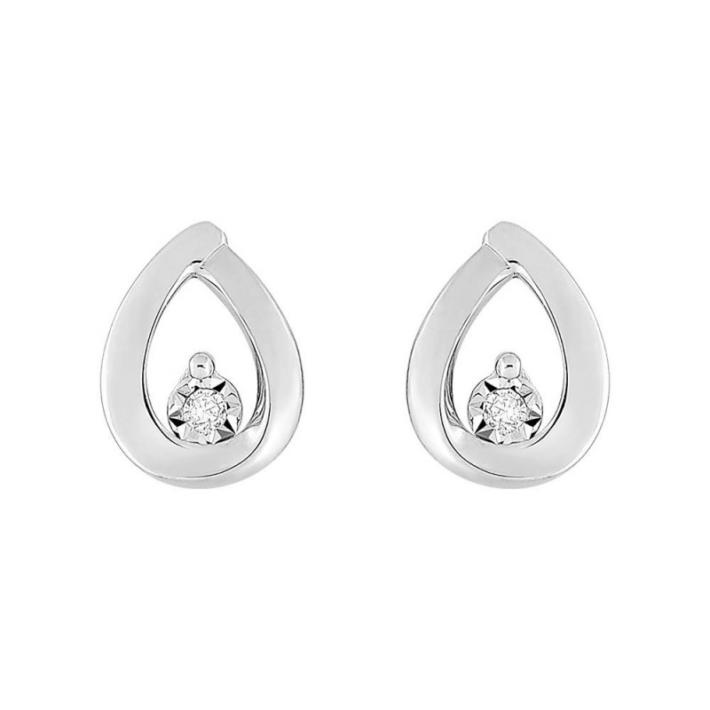 Boucles d'oreilles OR Blanc 750 ml Diamants