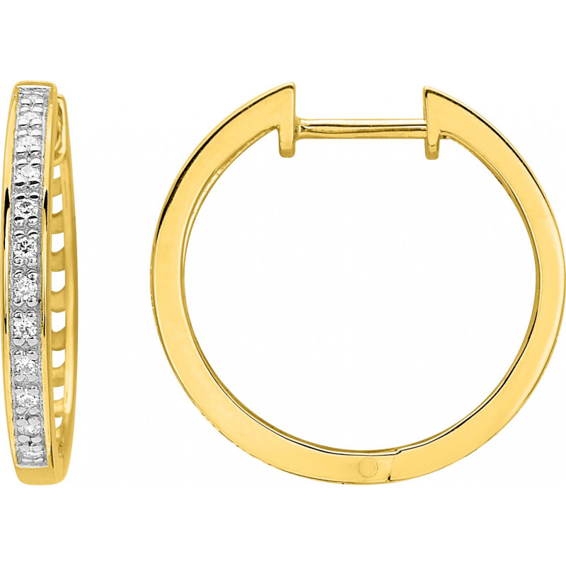 Boucles d'oreilles Créoles OR Jaune 750 ml Diamants