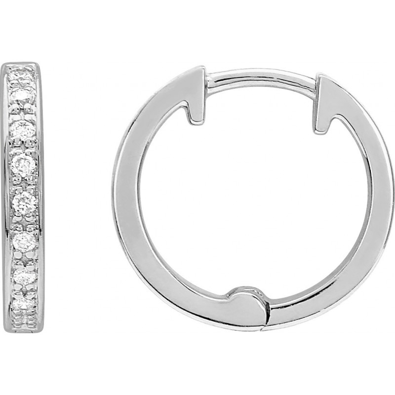 Boucles d'oreilles Créoles OR Blanc 750 ml Diamants
