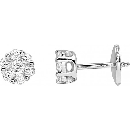 Boucles d'oreille OR Blanc 750 ml Diamants