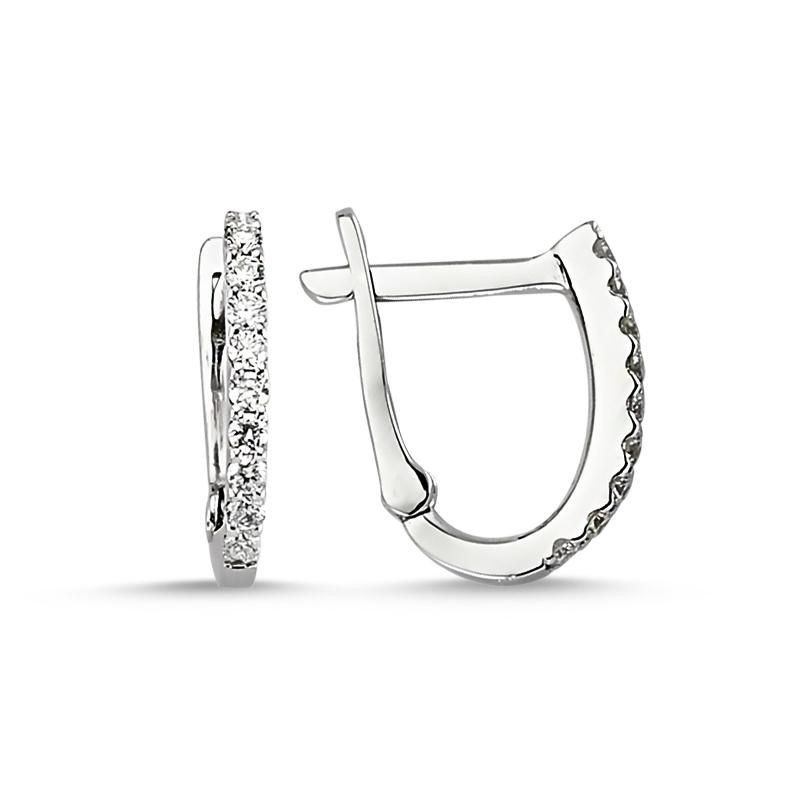 Boucles d'oreilles Créoles OR Blanc 750 ml & Diamants
