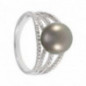 Bague OR Blanc 750 ml Diamants & Perle de Tahiti