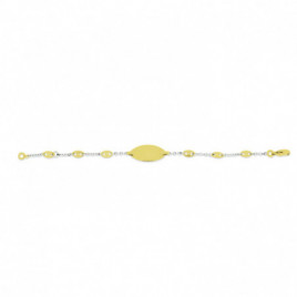 Bracelet Identité OR Jaune et Blanc 750 ml Plaque ovale