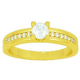 Bague Solitaire accompagné OR Jaune 750 ml Diamants
