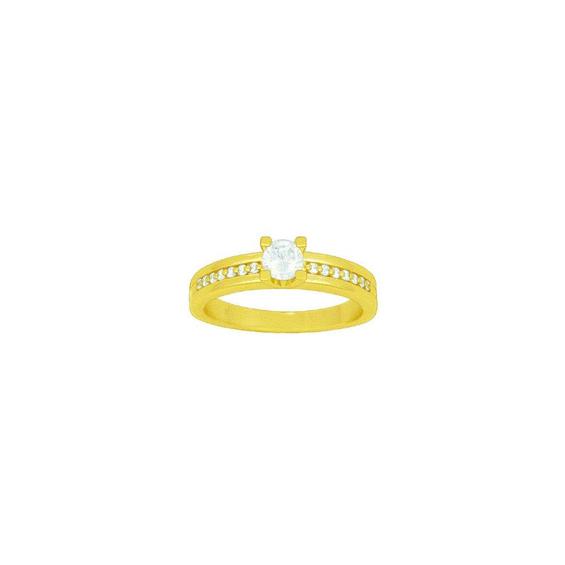 Bague Solitaire accompagné OR Jaune 750 ml Diamants Bague Solitaire accompagné OR Jaune 750 ml Diamants