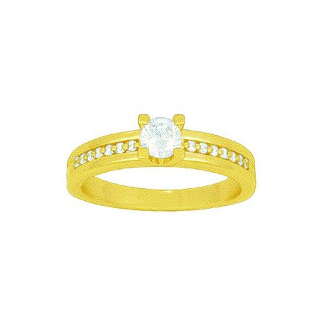 Bague Solitaire accompagné OR Jaune 750 ml Diamants