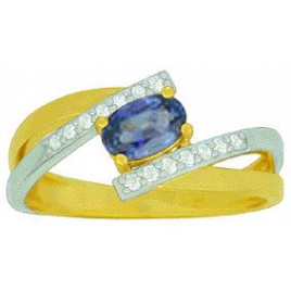 Bague OR Jaune et Blanc 750 ml Diamants & Saphir
