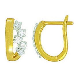 Boucles d'oreilles OR Jaune et Blanc 750 ml Diamants