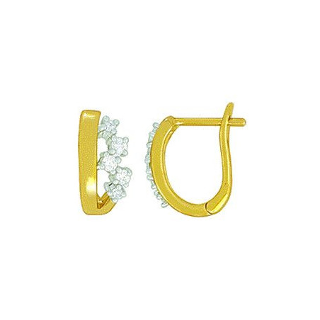Boucles d'oreilles OR Jaune et Blanc 750 ml Diamants