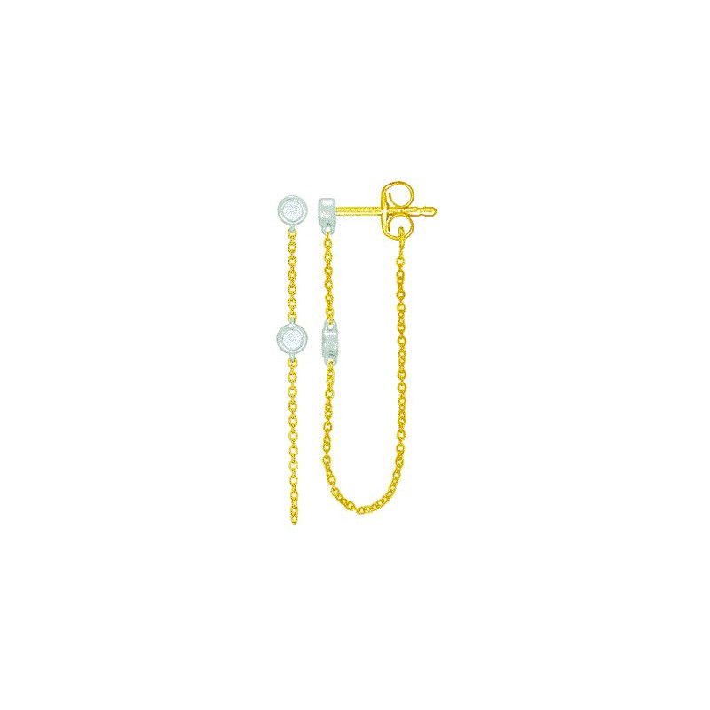 Boucles d'oreilles OR Jaune et Blanc 750 ml Diamants