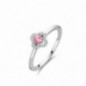Bague OR Blanc 750 ml Diamants et Saphir rose
