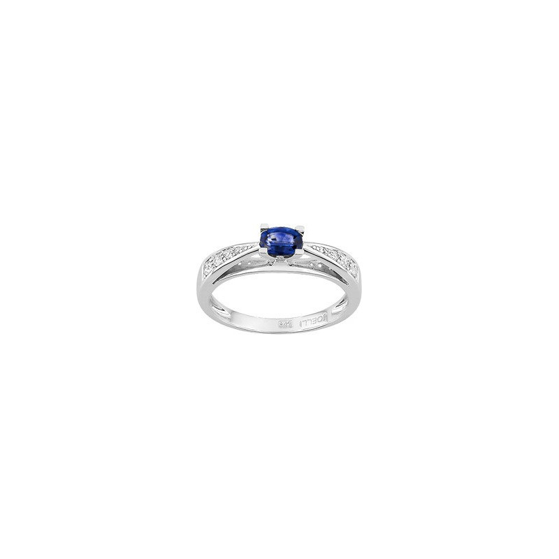 Bague OR Blanc 750 ml Diamants & Saphir