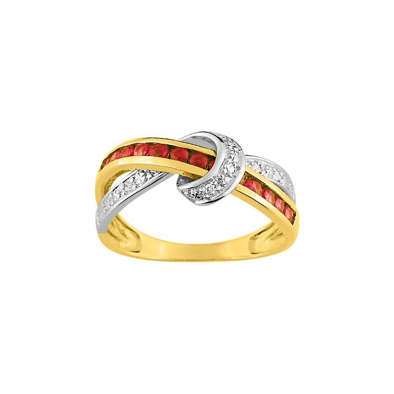 Bague OR Jaune et Blanc 750 ml Diamants & Rubis Bague OR Jaune et Blanc 750 ml Diamants & Rubis
