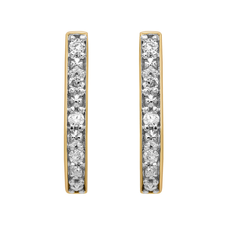Boucles d'oreilles OR Jaune & Blanc 750 ml Diamants