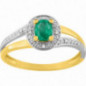 Bague OR Jaune et Blanc 750 ml Diamants et Emeraude