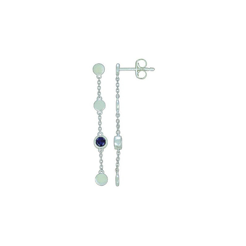 Boucles d'oreilles OR Blanc 750 ml Diamants & Saphirs