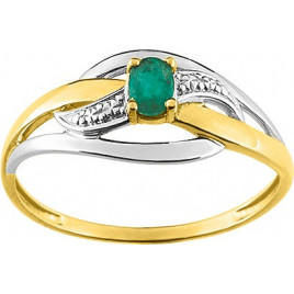 Bague OR Jaune et Blanc 750 ml Emeraude