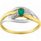 Bague OR Jaune et Blanc 750 ml Emeraude