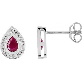 Boucles d'oreilles OR Blanc 750 ml Diamants et Rubis