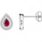 Boucles d'oreilles OR Blanc 750 ml Diamants et Rubis