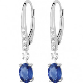 Boucles d'oreilles OR Blanc 750 ml Diamants et Saphirs