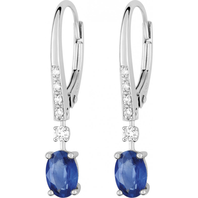 Boucles d'oreilles OR Blanc 750 ml Diamants et Saphirs