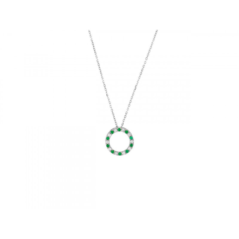 Collier OR Blanc 750 ml Diamants et Emeraudes