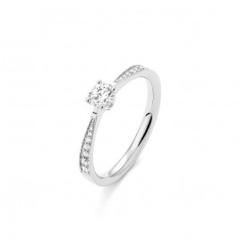 Bague Solitaire Accompagné OR Blanc 750 ml Diamants