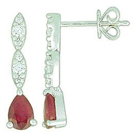 Boucles d'oreilles OR Blanc 750 ml Diamants et Rubis