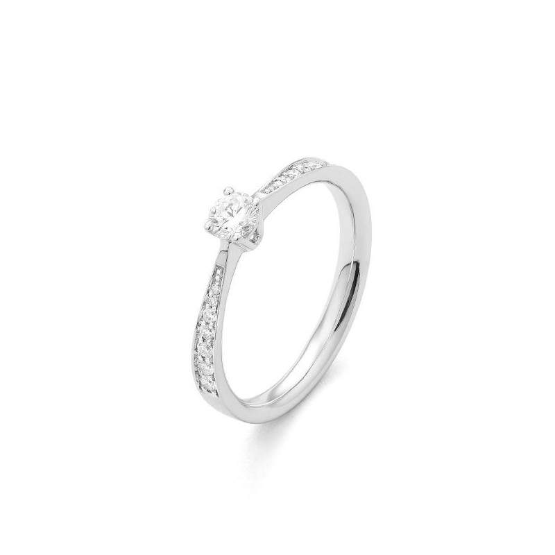 Bague Solitaire Accompagné OR Blanc 750 ml Diamants