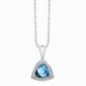 Collier OR Blanc 750 ml Diamants & Topaze bleue London