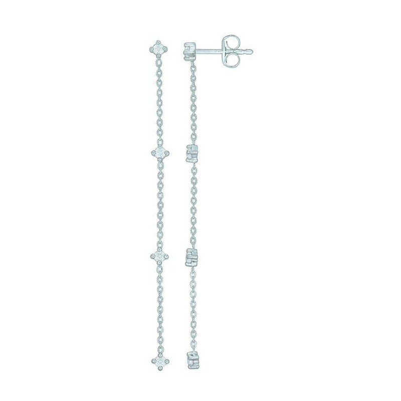 Boucles d'oreilles OR Blanc 750 ml Diamants