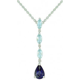 Collier OR Blanc 750 ml Topazes bleus & Iolite