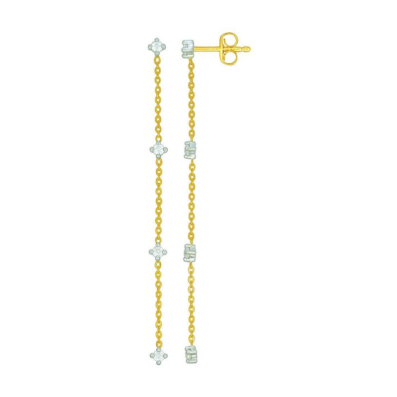 Boucles d'oreilles OR Jaune et Blanc 750 ml Diamants Boucles d'oreilles OR Jaune et Blanc 750 ml Diamants