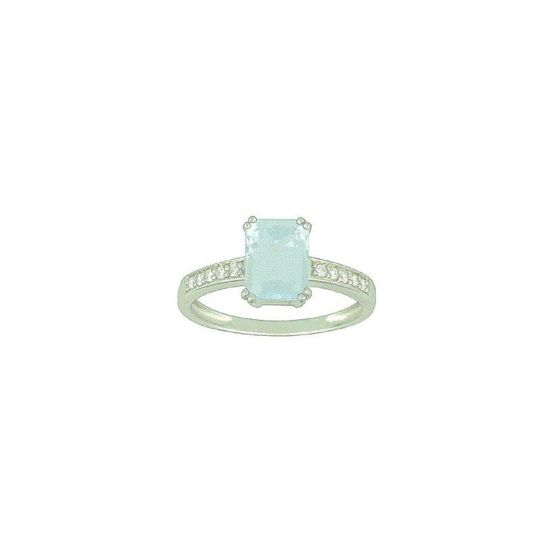 Bague OR Blanc 750 ml Diamants & Aigue-marine Bague OR Blanc 750 ml Diamants & Aigue-marine