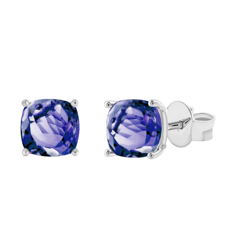 Boucles d'oreilles OR Blanc 750 ml Tanzanite